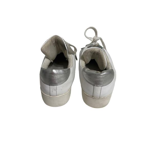 Michael Michael Kors Mindy Lace Up Leather Studded Logo White Sneakers Silver - Picture 6 of 8